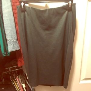 Anthro Forest green pleather midi skirt